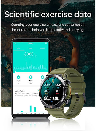 Aoke K56 PRO 45mm Smartwatch with Heart Rate Monitor (Black Case / Black Silicone Strap)