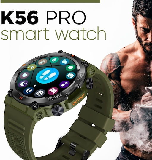 Aoke K56 PRO 45mm Smartwatch with Heart Rate Monitor (Black Case / Black Silicone Strap)