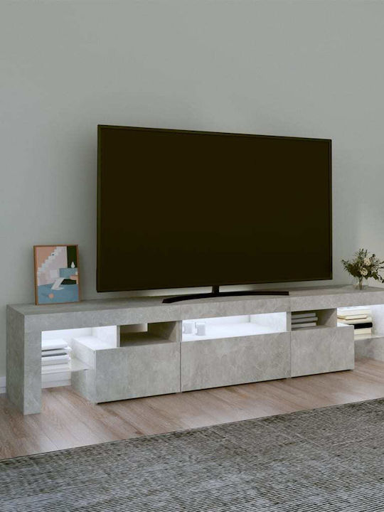Телевизионно Мебел с LED Осветление Сив М200xД36.5xВ40см