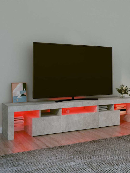 Телевизионно Мебел с LED Осветление Сив М200xД36.5xВ40см