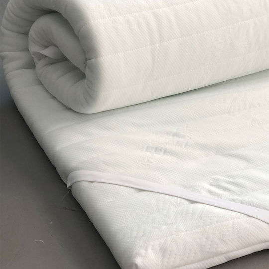 Palamaiki Mattress Topper White Comfort Super Double Memory Foam Infused with Aloe , Removable Cover & Elastic Straps 160x200x4cm