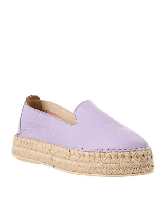 Mourtzi Lederne Damen Espadrilles in Lila Farbe