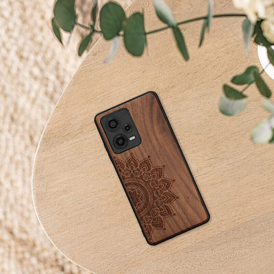 KWmobile Design Rising Sun Umschlag Rückseite Hölzernes Dark Brown (Redmi Note 12 Pro+) 60694.02