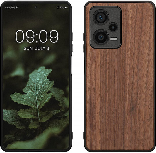 KWmobile Umschlag Rückseite Hölzern Dark Brown (Redmi Note 12 Pro+)