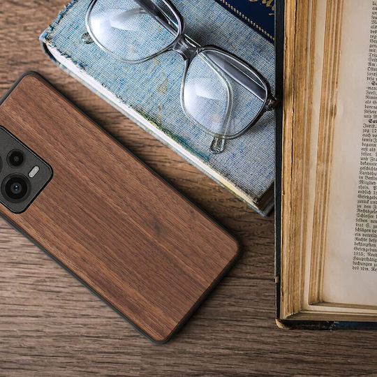 KWmobile Umschlag Rückseite Hölzern Dark Brown (Redmi Note 12 Pro+)