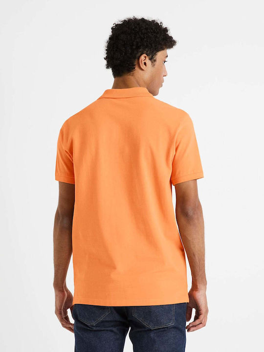 Celio Teone Ανδρικό T-shirt Κοντομάνικο Polo Πορτοκαλί