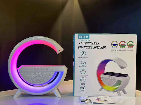Масов Часовник Дигитален LED с Радио и Безжично Зареждане Бял 889527