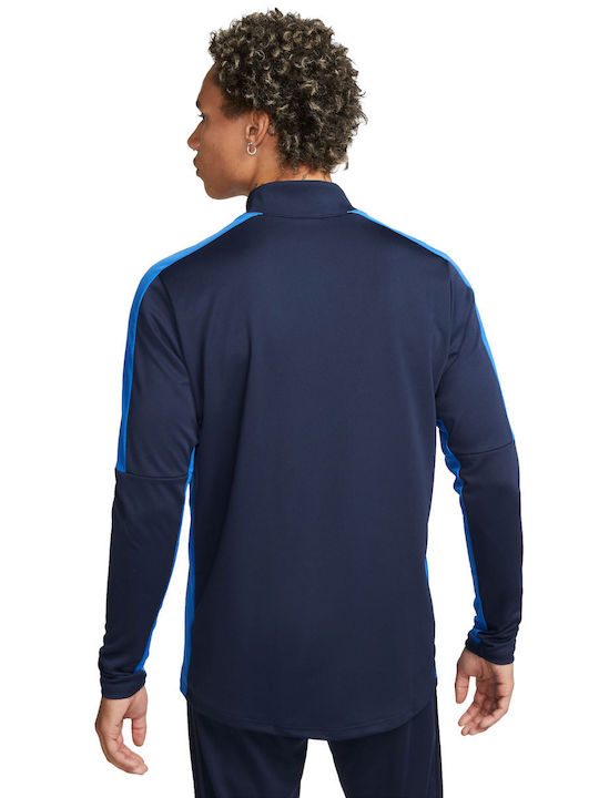 Nike Academy Bluza Sportivă pentru Bărbați cu Mânecă Lungă Dri-Fit Decolteu cu fermoar Albastru marin