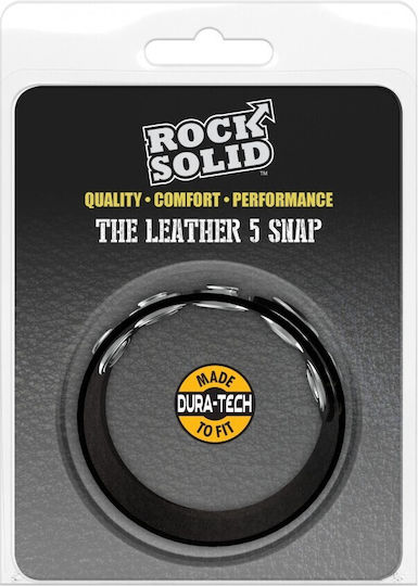 Doc Johnson Rock Solid The Leather 5 Snap Δαχτυλίδι Πέους Δερμάτινο Μαύρο