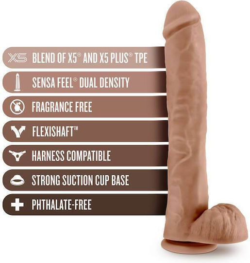 Blush Au Naturel Daddy Glass Dildo with Balls and Suction Cup Brown 36cm