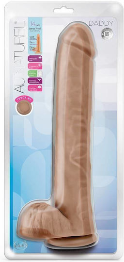 Blush Au Naturel Daddy Glass Dildo with Balls and Suction Cup Brown 36cm