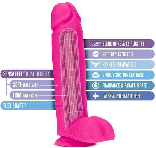 Blush Au Naturel Bold Huge Glass Dildo with Balls and Suction Cup Pink 25cm