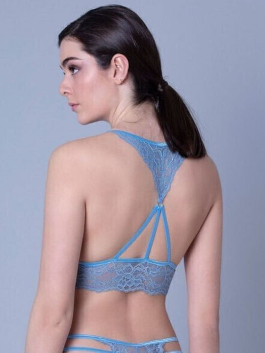 Milena by Paris Spitzen Unterwäsche-Set für Damen Bralette mit Brasilien Hellblau