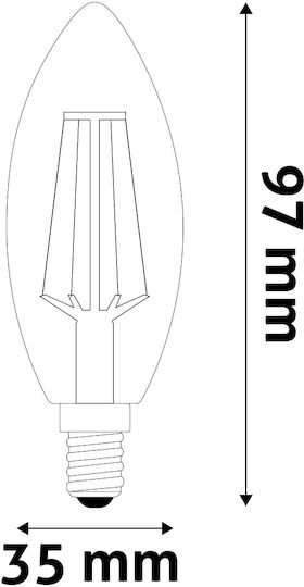 Avide ABLFC14WW-4.9W-SHL Λάμπα LED 4.9W 97mm για Ντουί E14 και Σχήμα C37 Θερμό Λευκό 806lm