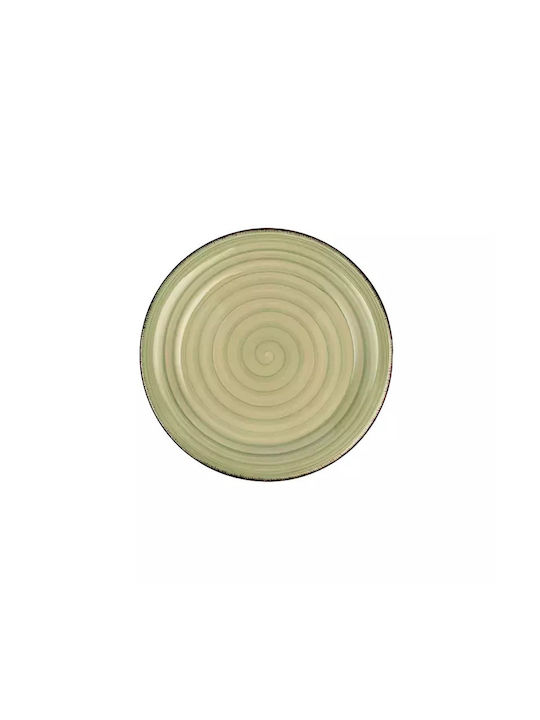 Nava Lines Oil Green Plate Shallow Ceramic Oil Green with Diameter 27cm 1pcs