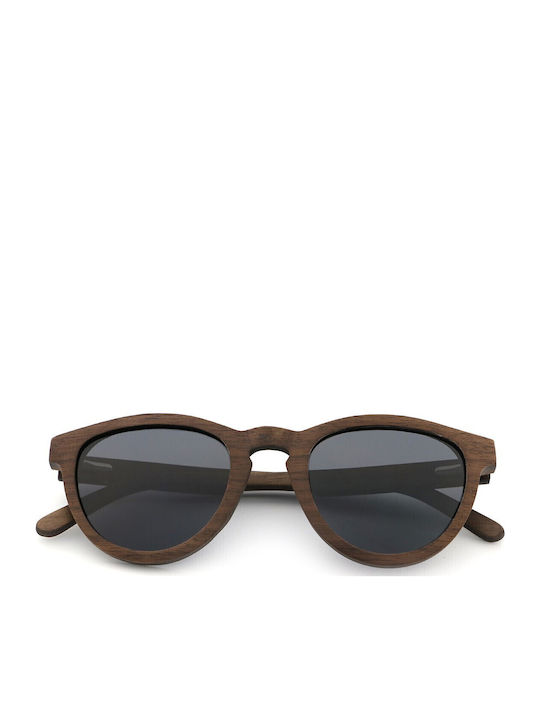 Daponte Damen Sonnenbrille mit Braun Holz Gestell und Gray Polarisiert Linse DAP006AW 4