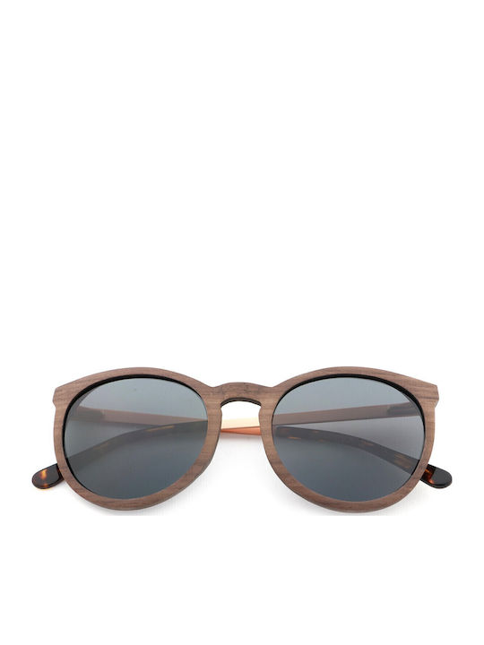 Daponte Damen Sonnenbrille mit Braun Holz Gestell und Gray Polarisiert Linse DAP087BW 4