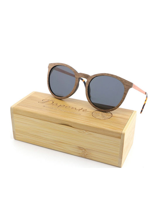Daponte Damen Sonnenbrille mit Braun Holz Gestell und Gray Polarisiert Linse DAP087BW 4