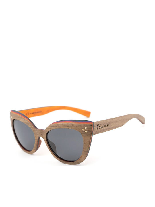 Daponte Damen Sonnenbrille mit Braun Holz Gestell und Gray Polarisiert Linse DAP388W 4