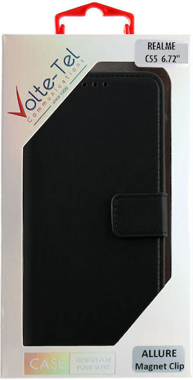 Volte-Tel Allure Magnet Clip Book Δερματίνης Μαύρο (Realme C55)