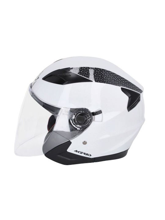 Acerbis Firstway 2.0 White Motorcycle Helmet Jet ECE 22.06 1350gr with Sun Visor