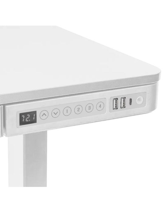 Ηλεκτρικό Γραφείο E-Desk 2 Ξύλινο Λευκό με Μεταλλικά Πόδια & Ρυθμιζόμενο Ύψος 140x70x72εκ.