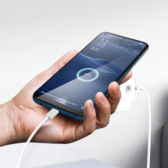 Oppo DL143 Редовна USB 2.0 Кабел USB-C мъжки - USB-A мъжки 20W Бял 1м