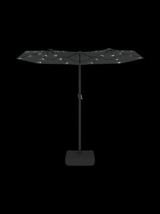 Umbrella Floor Round Metal Gray with Base & LED Lighting 3.16x1.45m