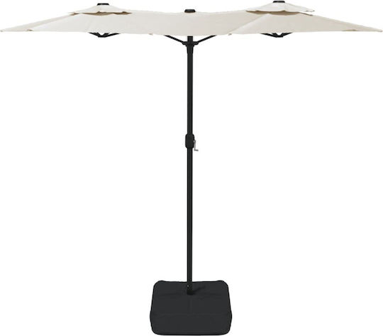 Garten & Terrassen Sonnenschirm Bodenständer Rund Metall Weiß mit Ständer 3.16x2.4m 362961