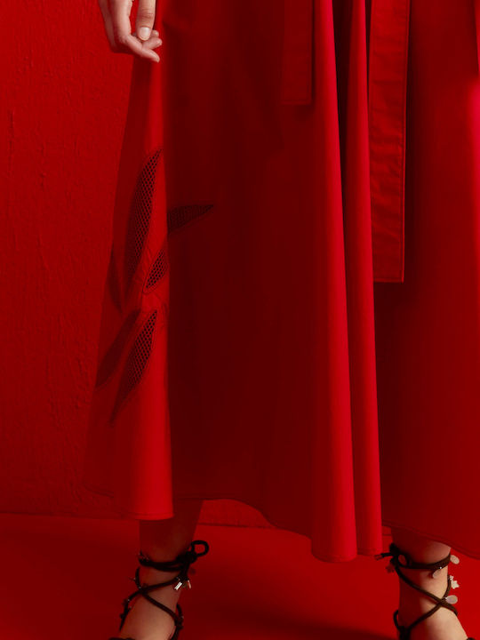 Sommer Midi Hemdkleid Kleid Rot