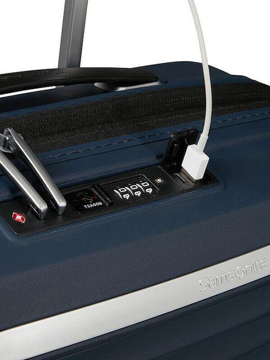 Samsonite Upscape Cabin Hard Navy Blue Suitcase With 4 Wheels Height 55cm