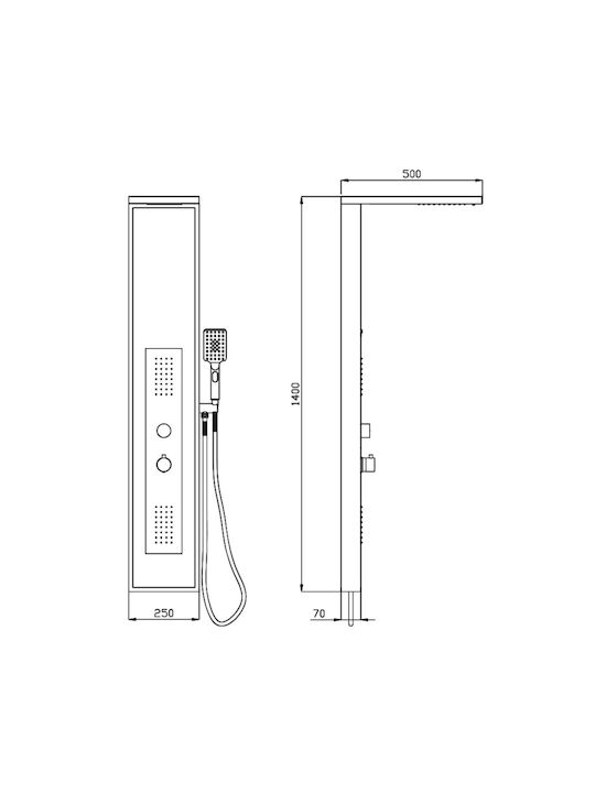 Karag Elli Στήλη Υδρομασάζ 140cm Λευκή