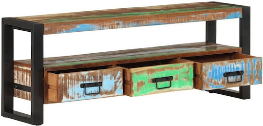 TV Stand from Metal and Solid Wood Multicolour M120xL30xH45cm