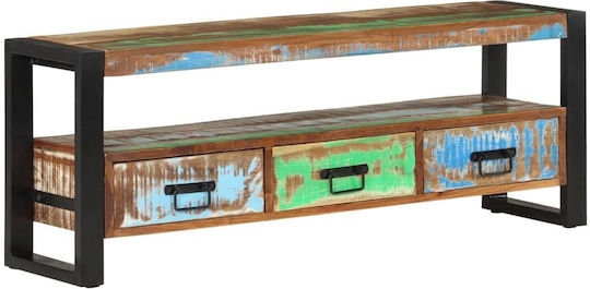 TV Stand from Metal and Solid Wood Multicolour M120xL30xH45cm
