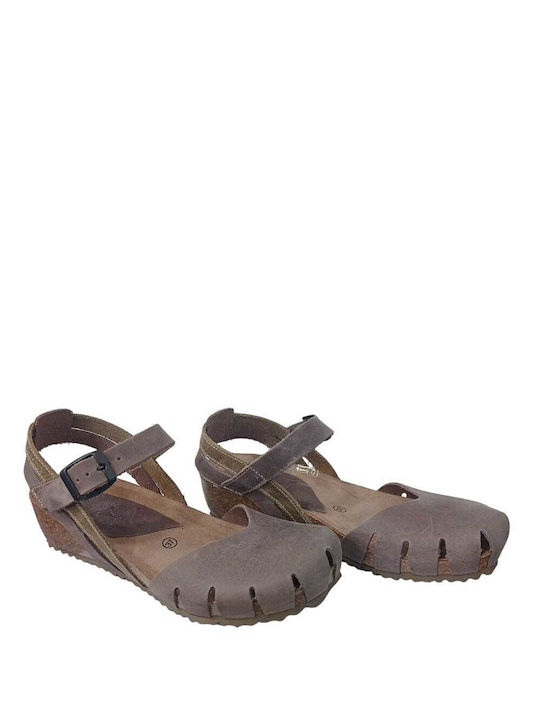 Inter-Bios Women's Low Wedge Sandals Brown/Khaki - Brown