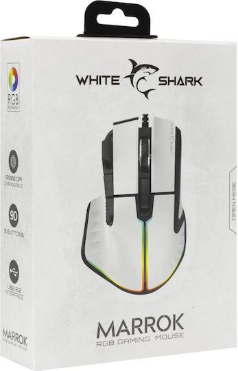 White Shark GM-9006 Marrok RGB Gaming Ποντίκι 12000 DPI Λευκό