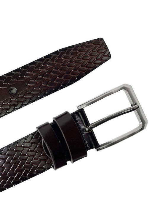 Wide Men's Belt from Artificial Leather Brown