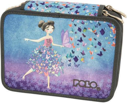 Polo Multi Butterflies Pencil Case with 3 Compartments Multicolored