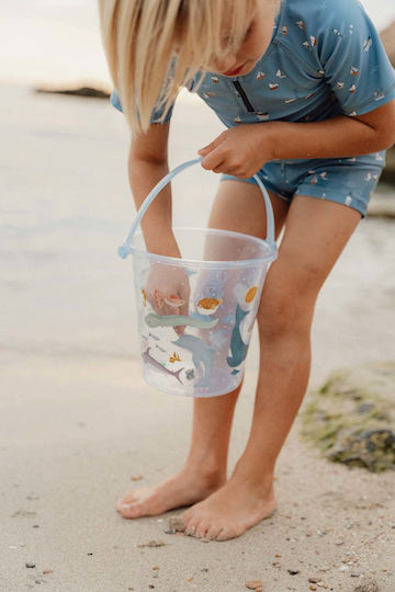 Little Dutch Sea Life Beach Bucket made of Plastic Blue 5cm