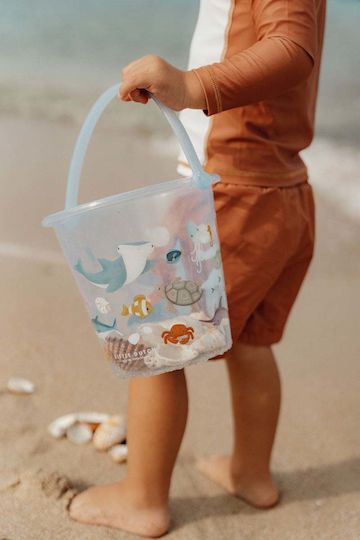 Little Dutch Sea Life Beach Bucket made of Plastic Blue 5cm