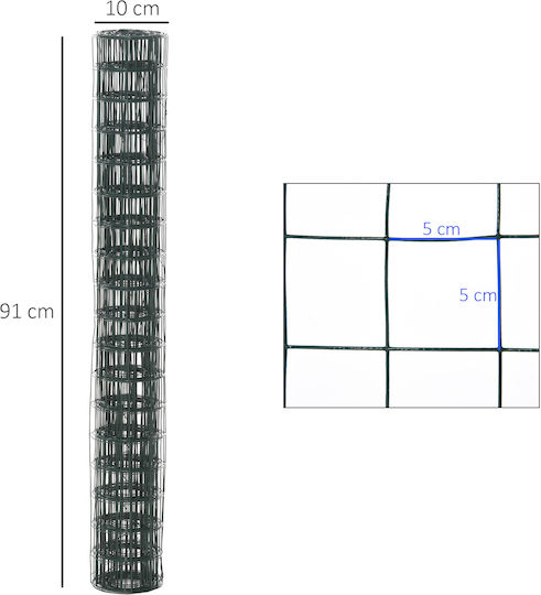 Pawhut Συρματόπλεγμα με Επικάλυψη PVC Πράσινο 0.91x5m