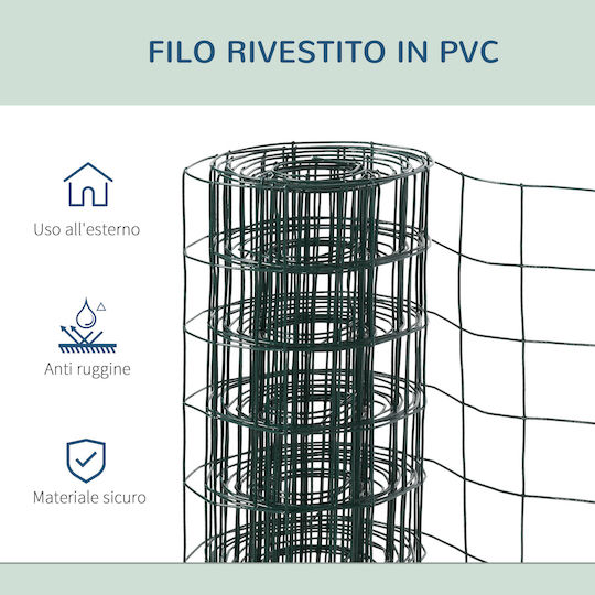 Pawhut Συρματόπλεγμα με Επικάλυψη PVC Πράσινο 0.91x5m