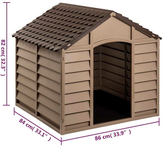 vidaXL Căsuță pentru Câine Plastic Pentru Exterior Maro 86x84x82cm