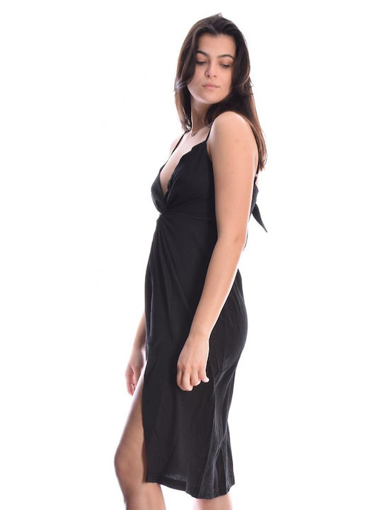 Black midi dress with straps