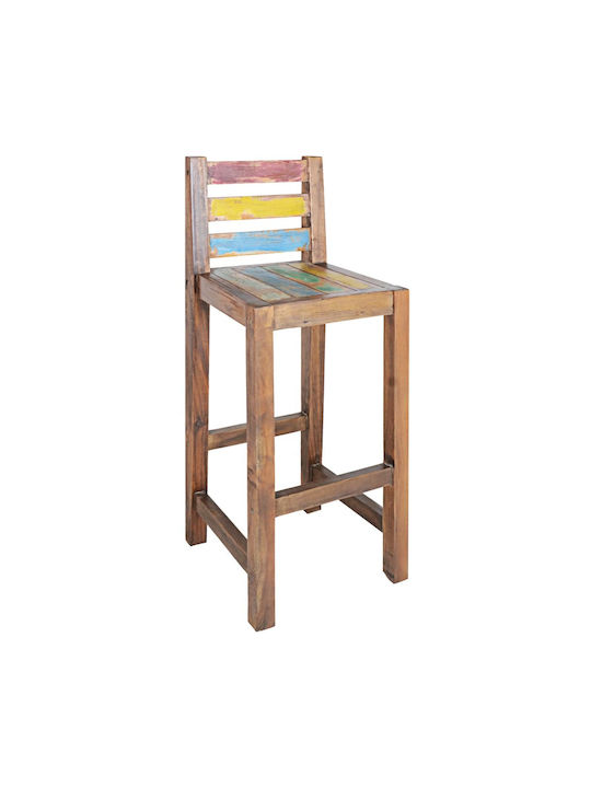 Stool Bar with Backrest Wooden Multicolour 2pcs 40x40x106cm