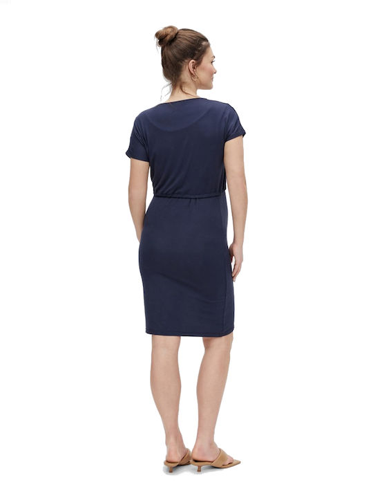 Summer Short Sleeve Maternity Mini Dress Blue