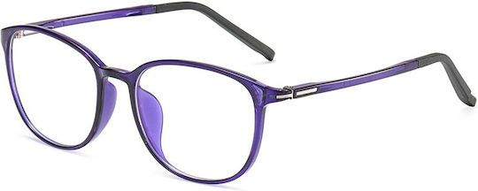 Techsuit F2822 Acetate Blue Light Blocking Glasses Purple