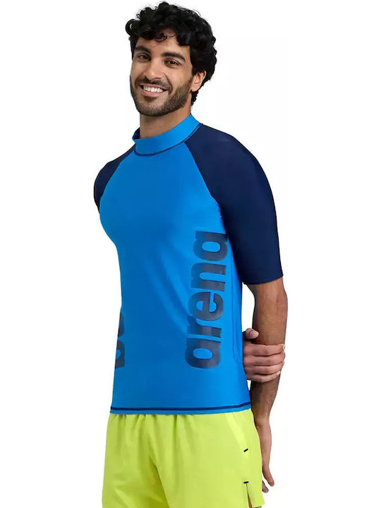Arena Rash Vest Men's Short Sleeve Sun Protection Shirt Blue