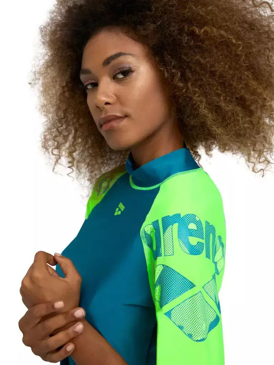 Arena Rash Vest Γυναικεία Κοντομάνικη Αντηλιακή Μπλούζα Πράσινη