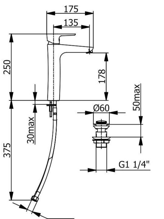 Demm Imola Mixing Tall Sink Faucet Chrome